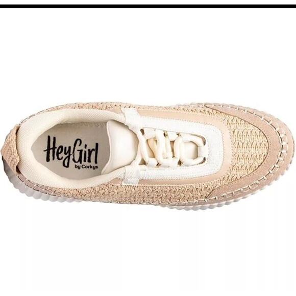 Corkys Hey Girl Womens Adventure Casual Sneaker Size 9 Neutral Beige Comfy - Picture 3 of 5